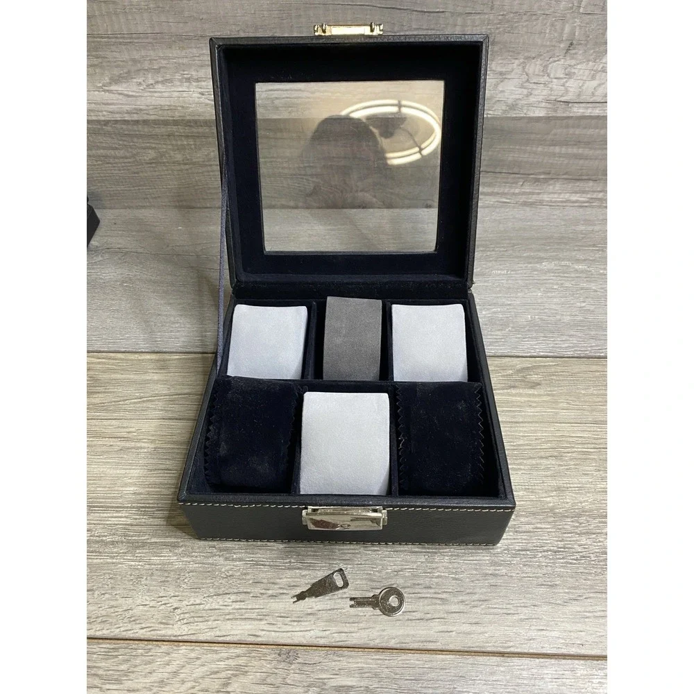Fossil Watch Display Case Jewelry Box Organizer Storage Container Holder Black